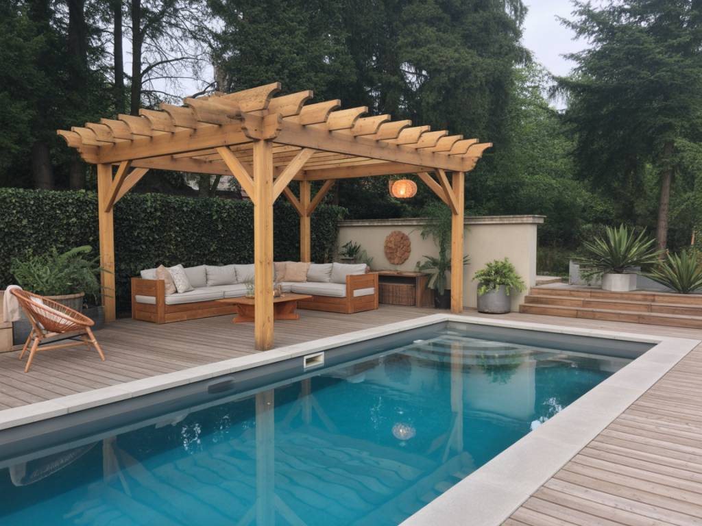 Pergola bois piscine : idées de design, conseils de construction et aménagement autour du bassin