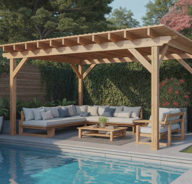 Pergola bord de piscine : exemples d’aménagement, choix du bois et astuces pour créer un espace ombragé