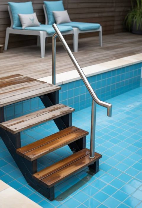 Escalier de piscine en béton : concevoir un accès confortable, esthétique et sécurisé